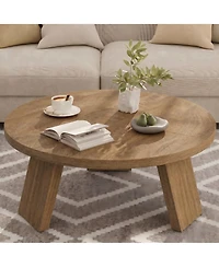 Gaomon 33.5" Round Coffee Table, Modern Center Table with Inclined Legs, Accent Small Cocktail Tables for Living Room, Bedroom, Easy Assembly