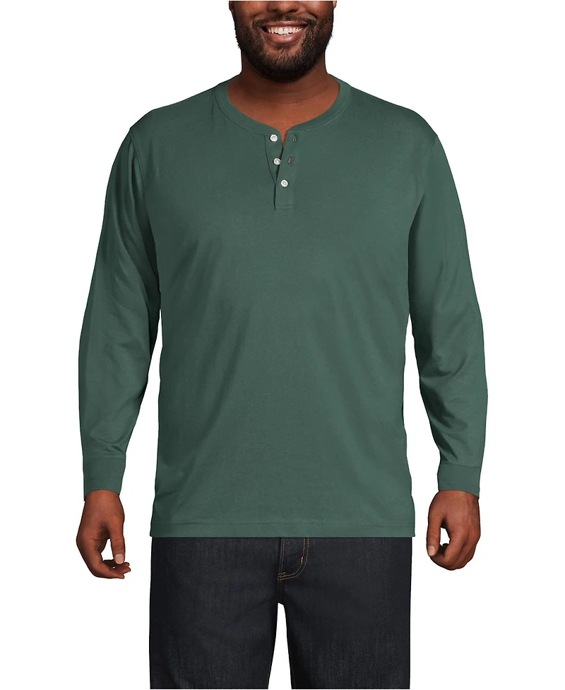 Lands' End Men's Big and Tall Super-t Long Sleeve Henley T-Shirt