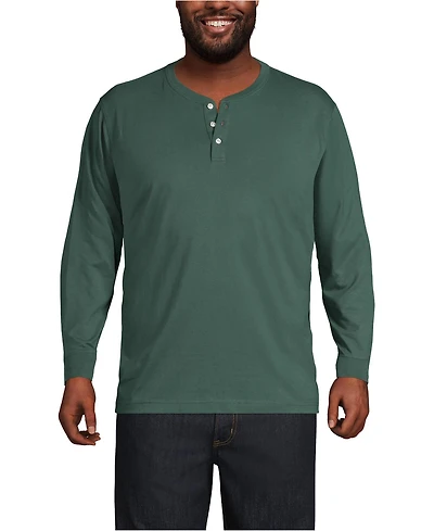 Lands' End Men's Big and Tall Super-t Long Sleeve Henley T-Shirt