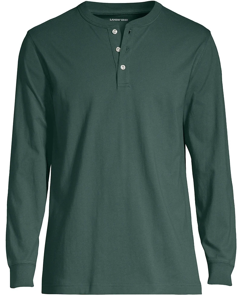 Lands' End Men's Big and Tall Super-t Long Sleeve Henley T-Shirt