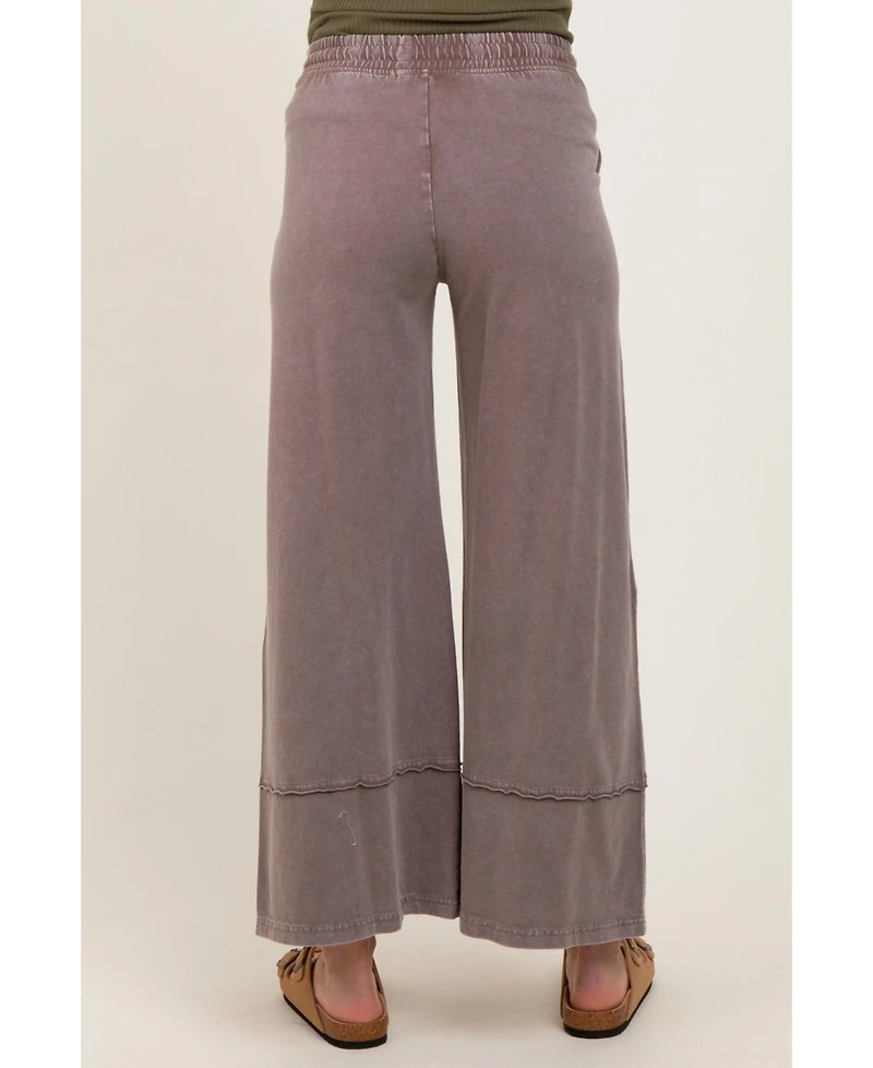 Pinkblush Women's Mocha Mineral Wash Wide Leg Ankle Pants