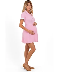 Pinkblush Maternity Short-Sleeve Ruffle Polo Mini Dress