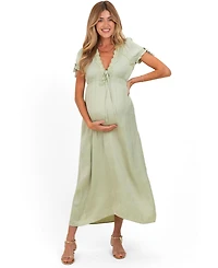 Pinkblush Women's Sage Satin Lace Detail Maxi Dress