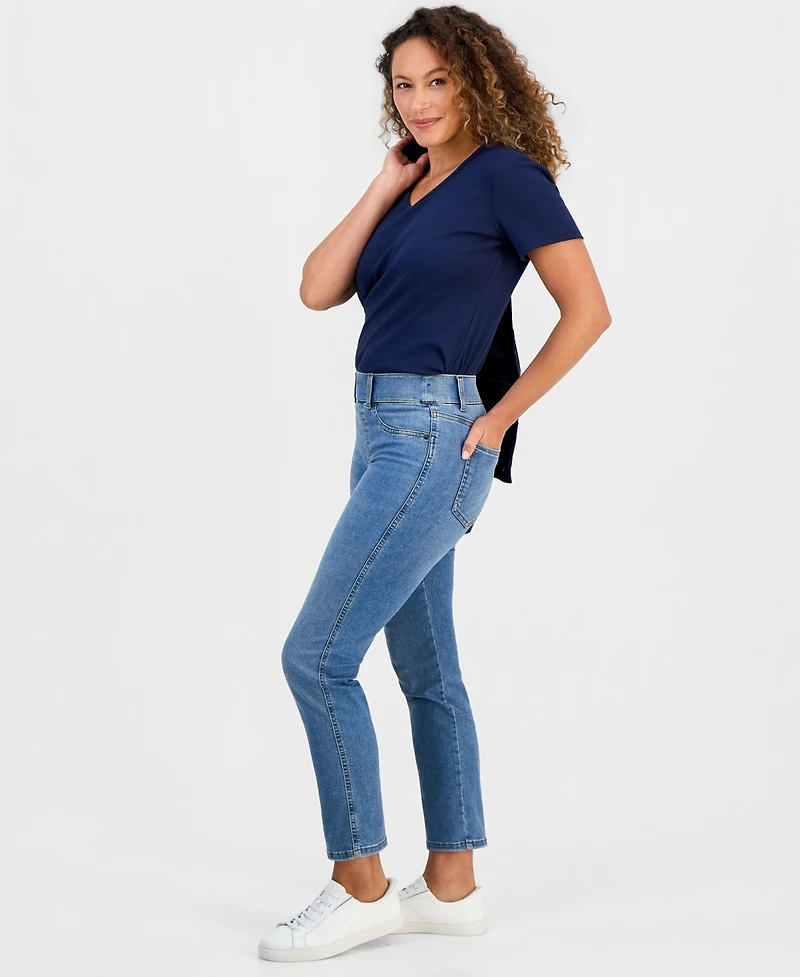 Style & Co Petite High-Rise Straight-Leg Shaping Jeans, Macy's Exclusive