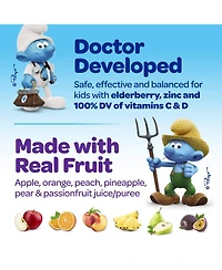 Smurfs Immune Defense Kids Vitamin Gummies, Elderberry, Zinc, Vitamin C & Vitamin D Berry Flavored, 40ct