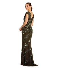 Mac Duggal Women's Sequin Embellished Scoop Neck Sheath Gown