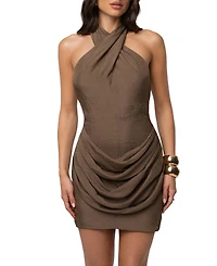 Jluxlabel Women's Sailing Into Night Halter Satin Mini Dress