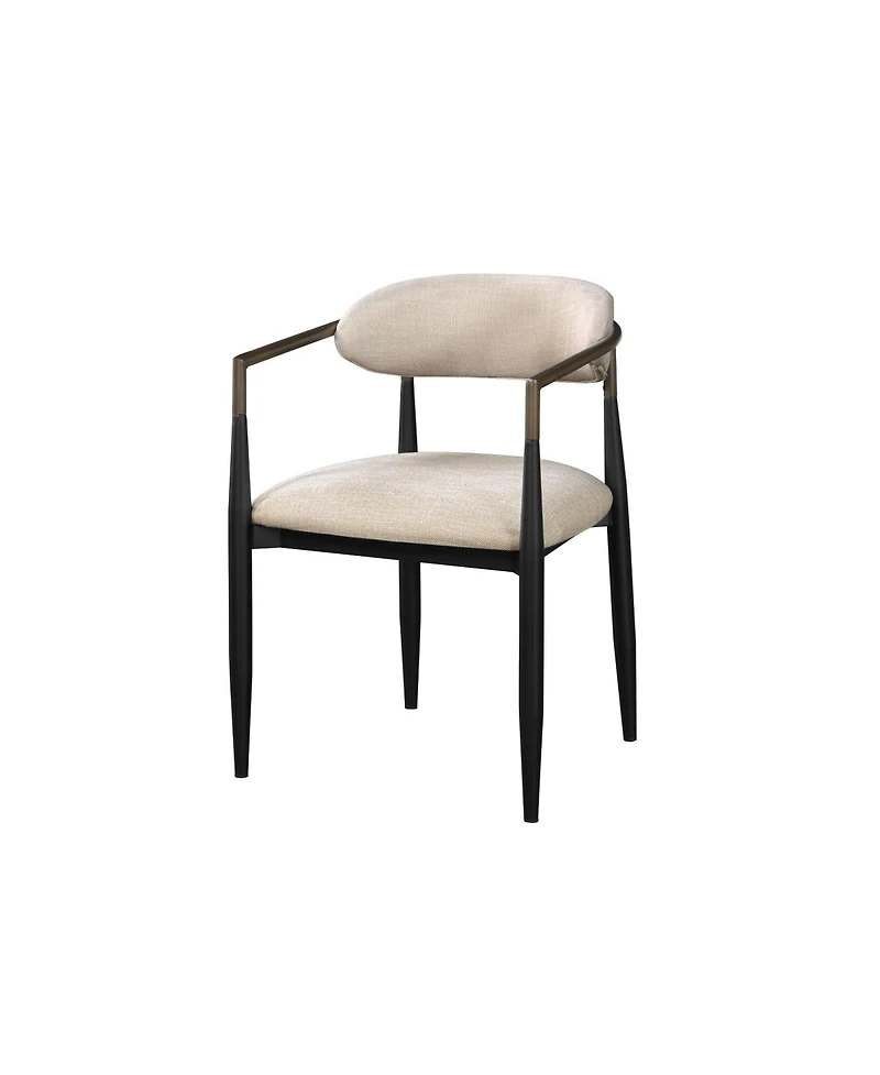 HomeRoots Set of Two Upholstered Fabric Open Back Dining Arm Chairs