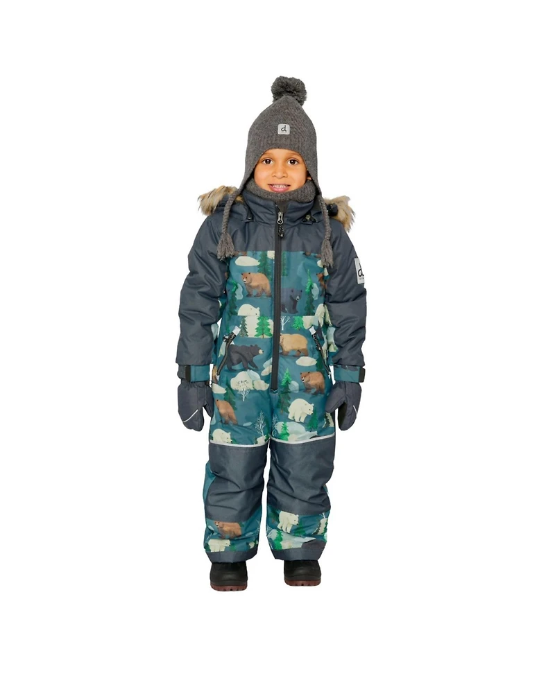 Deux par Deux Little and Big Boy ( 6 To 8 ) One Piece Discover Snowsuit Bear Print