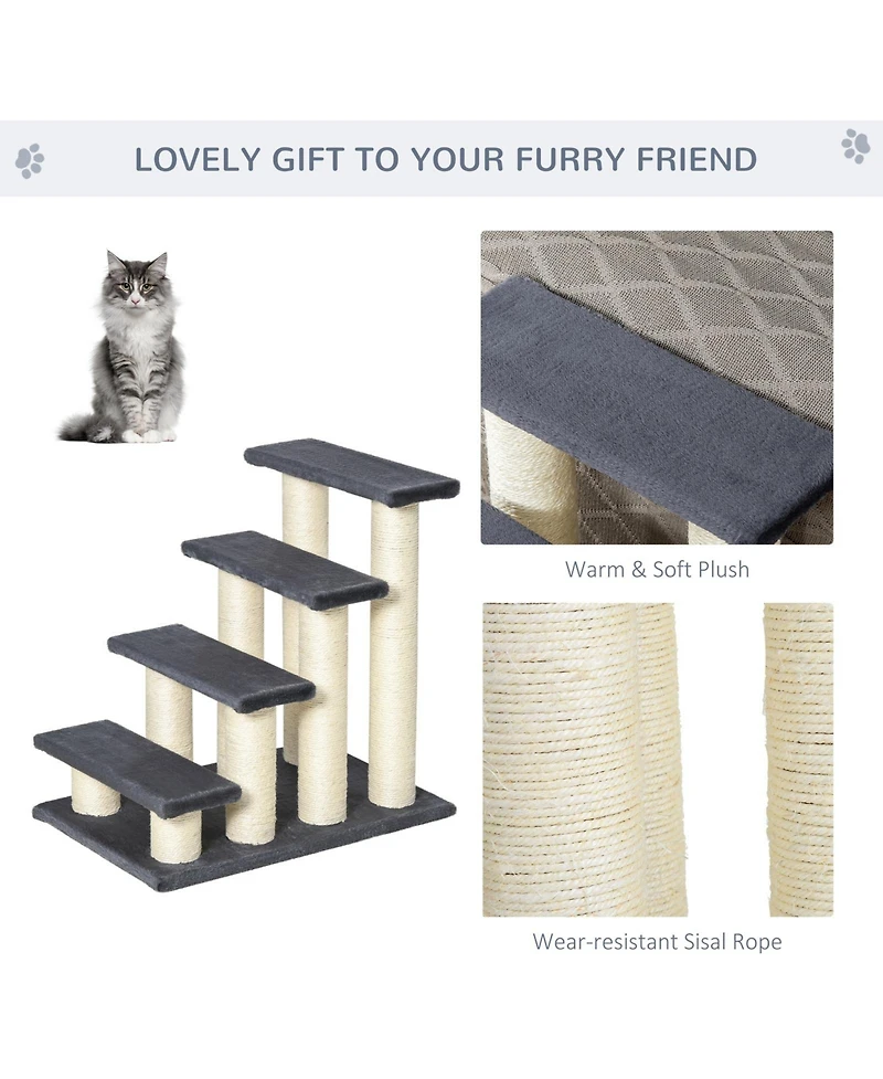 Ruie Cat Tree with 4 Climbing Steps and Sisal Scratching Post