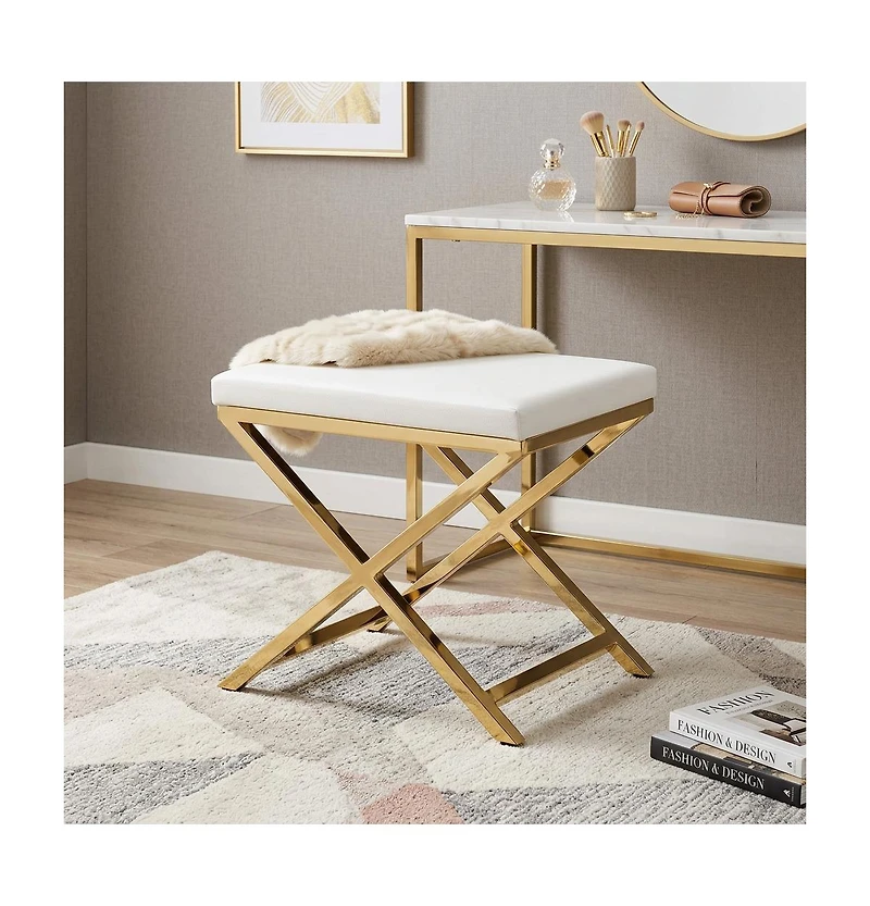 HomeRoots Faux Leather Vanity Chair