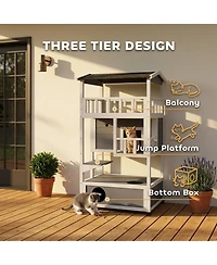 Ruie Wooden Outdoor Cat House Feral Shelter Condo with Asphalt Roof