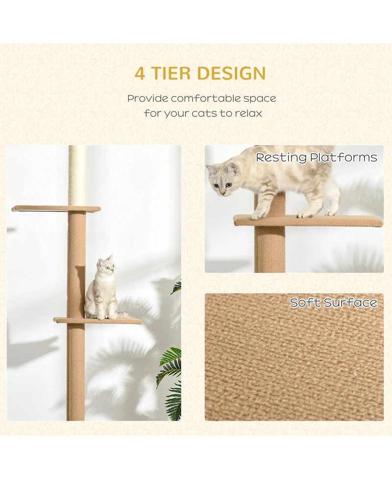 Ruie Floor to Ceiling Cat Tree Climbing Tower with Sisal Scratching Posts