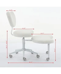 Clihome Cross Legged Chair with Wheels, Criss Desk Lumbar Support and Adjustable Stool