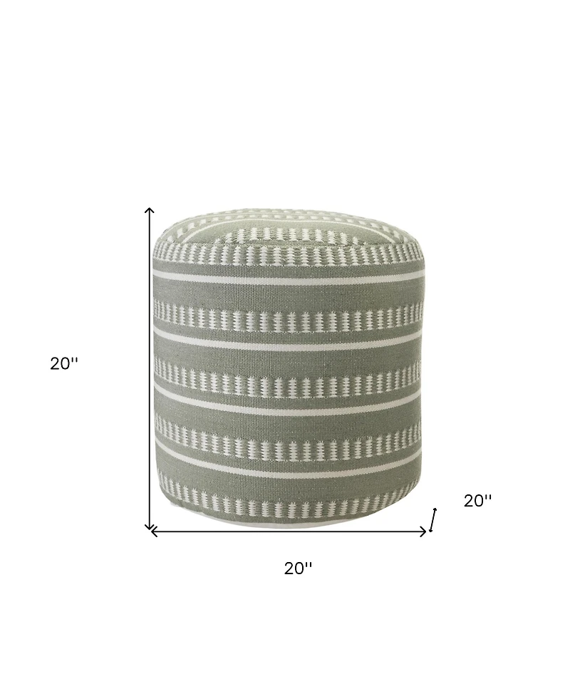 HomeRoots Polyester Round Striped Indoor Outdoor Pouf Ottoman