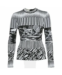 Pre-Owned Balenciaga Women's Mixed-Print Knit Mock Neck Top