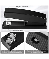 Danrong 6 Pack Metal Desktop Stapler Set With Staples Heavy Duty 25 Sheet Capacity