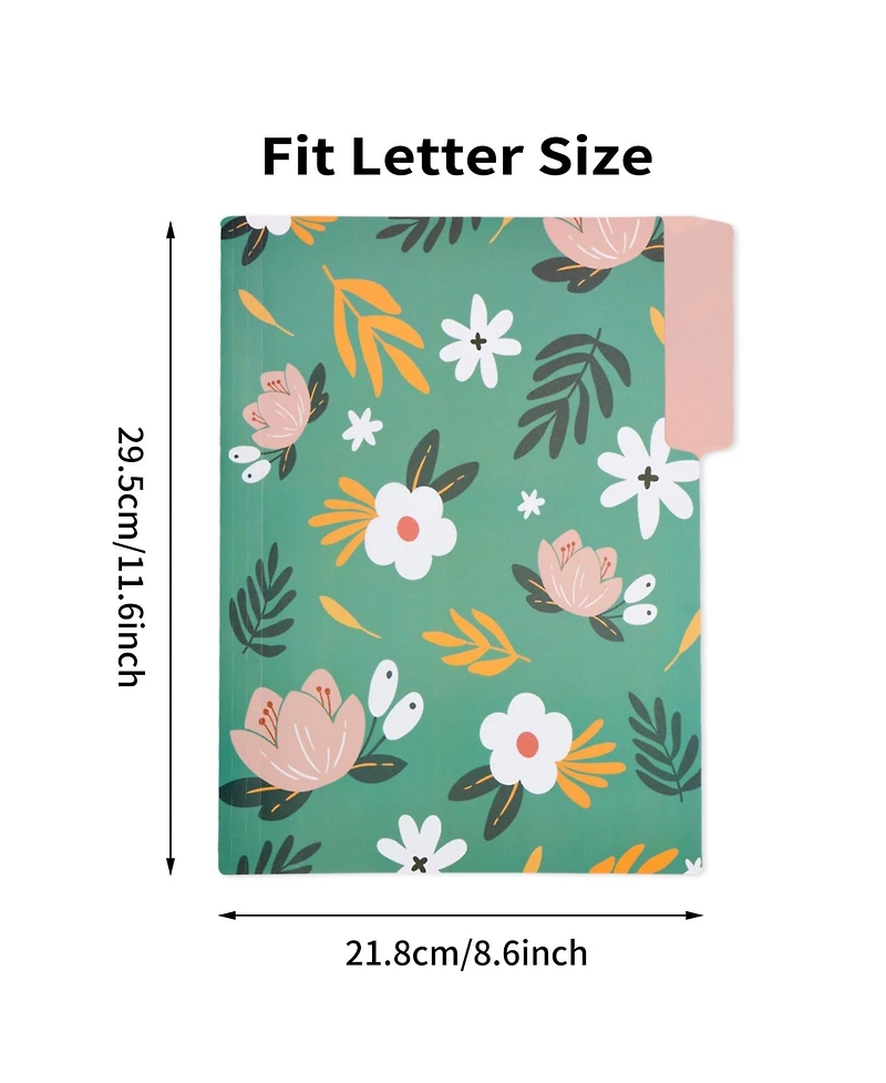 Danrong Decorative Plastic File Folders Letter Size 9 Styles Floral Patterns Expandable Waterproof Office School Supplies
