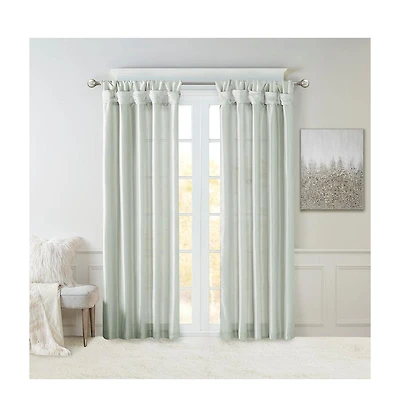 Avobird Twist Tab Lined Window Curtain Panel Dusty Aqua 50x120