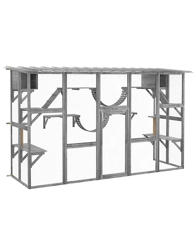 Ruie Large Outdoor Catio Cat Enclosure with Shelves Bridges and Ramps