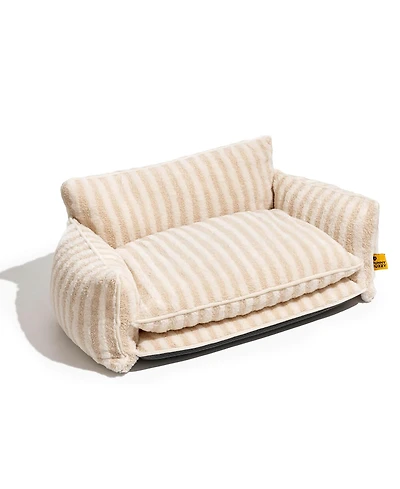 FunnyFuzzy Striped Faux Lambswool Double Layer Pet Sofa Bed