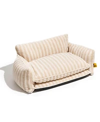 FunnyFuzzy Striped Faux Lambswool Double Layer Pet Sofa Bed