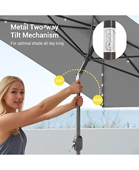 Sonkuki Enhance Your Outdoor Oasis with 10×6.5Feet Led Rectangular Patio Umbrella - Stylish, Durable, and Sun-Protective!
