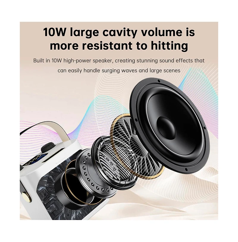 Artudatech 10W Bluetooth 5.3 Dual-Wireless Microphone Karaoke Speaker