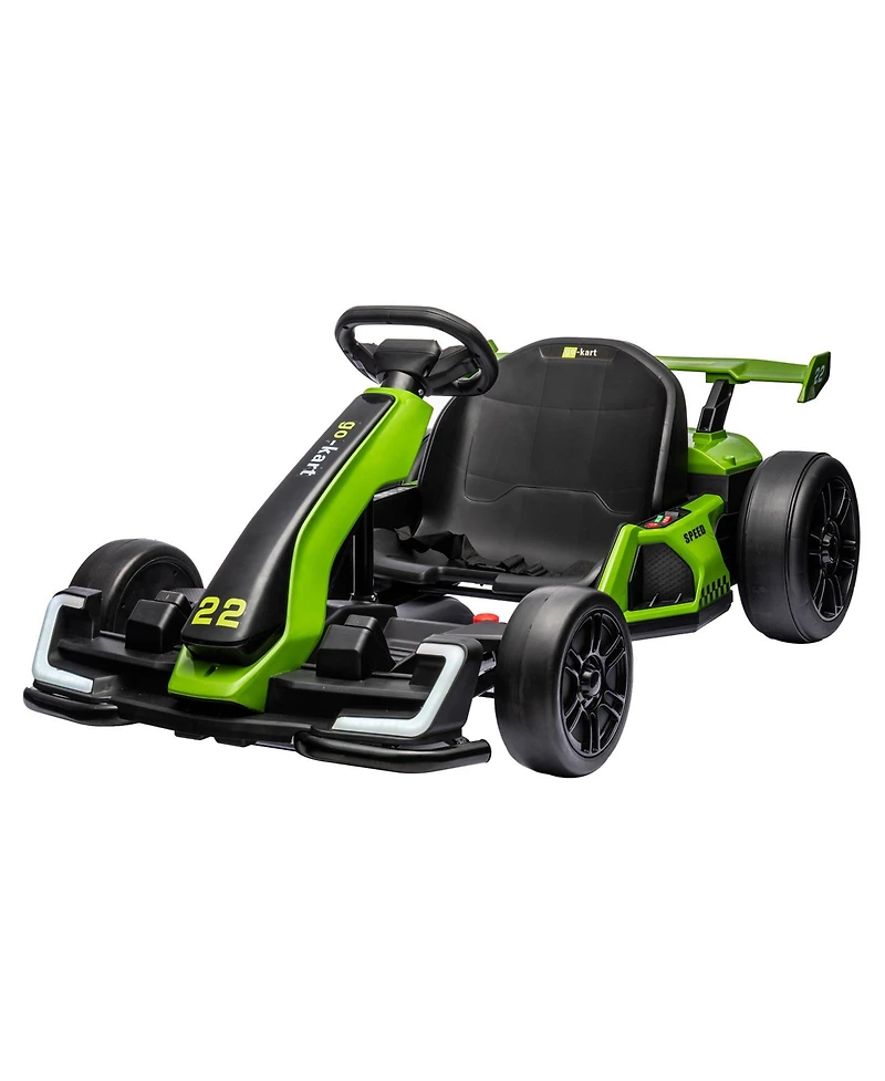 homfan 24V Go Kart, Dual 150W/300W Motors, Adjustable Seat, Drift and Sport Modes, Big Battery, Eva Tires, Led Lights, Up to 8mph