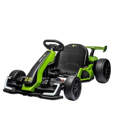 homfan 24V Go Kart, Dual 150W/300W Motors, Adjustable Seat, Drift and Sport Modes, Big Battery, Eva Tires, Led Lights, Up to 8mph