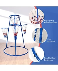 homfan 4 Hoop Adjustable Basketball Set, Toddler Sports Toy with 2 Mini Basketballs and Air Pump