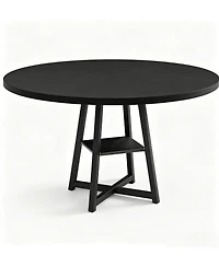 homfan 47-Inch Round Dining Table for 4-6 with Storage Shelf, Mdf Top and Metal Legs