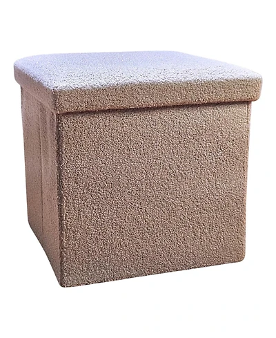 HomeRoots 12" Boucle Cube Storage Ottoman
