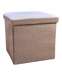 HomeRoots 12" Boucle Cube Storage Ottoman