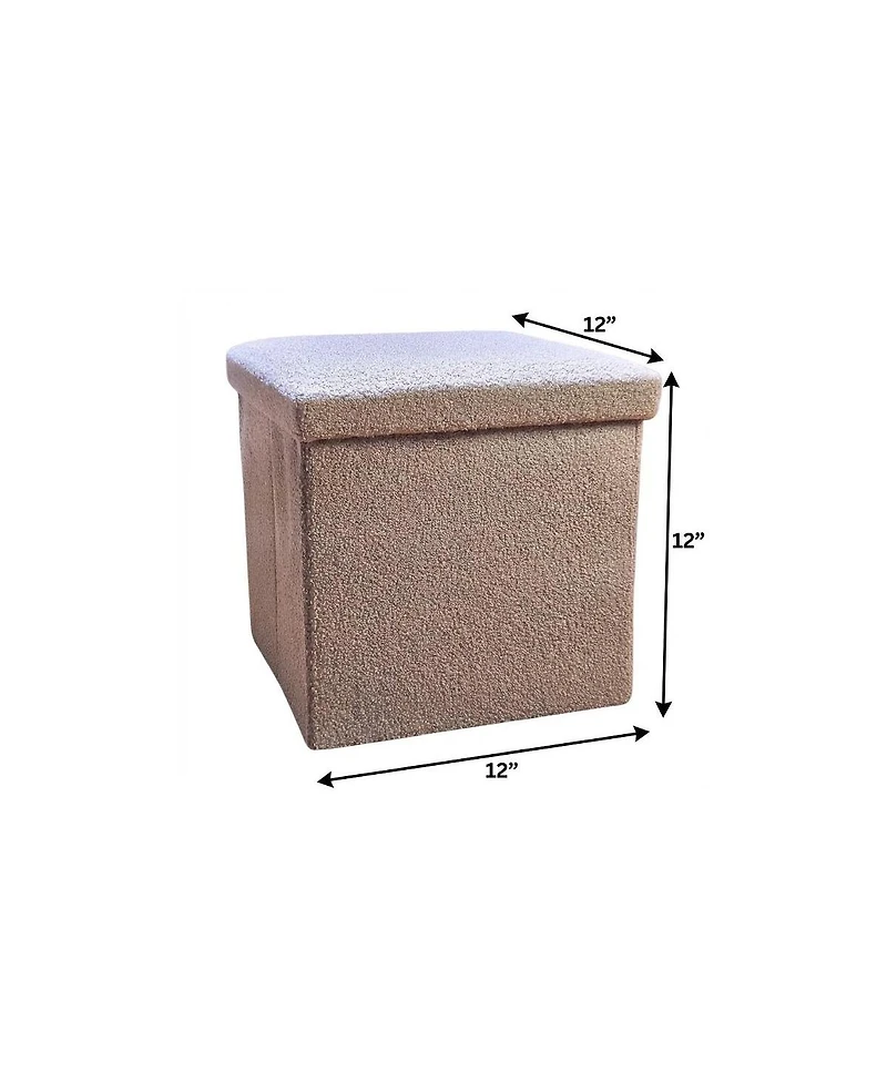 HomeRoots 12" Boucle Cube Storage Ottoman