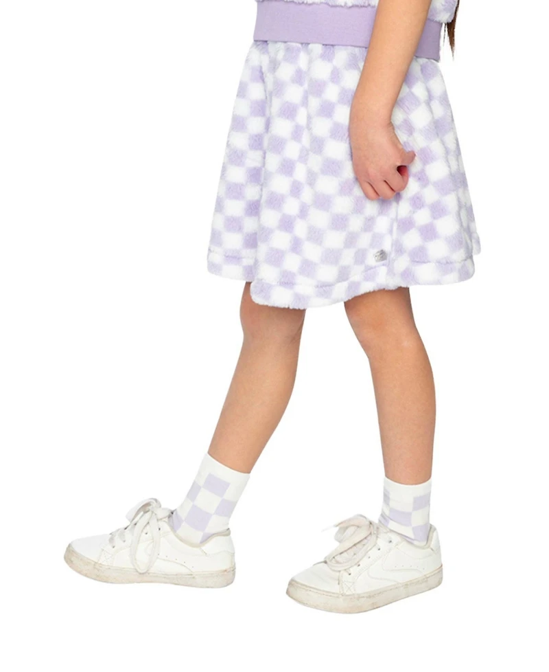 Deux par Deux Toddler Girls ( 2 to 5 ) Faux Fur Skirt Lilac Tiles