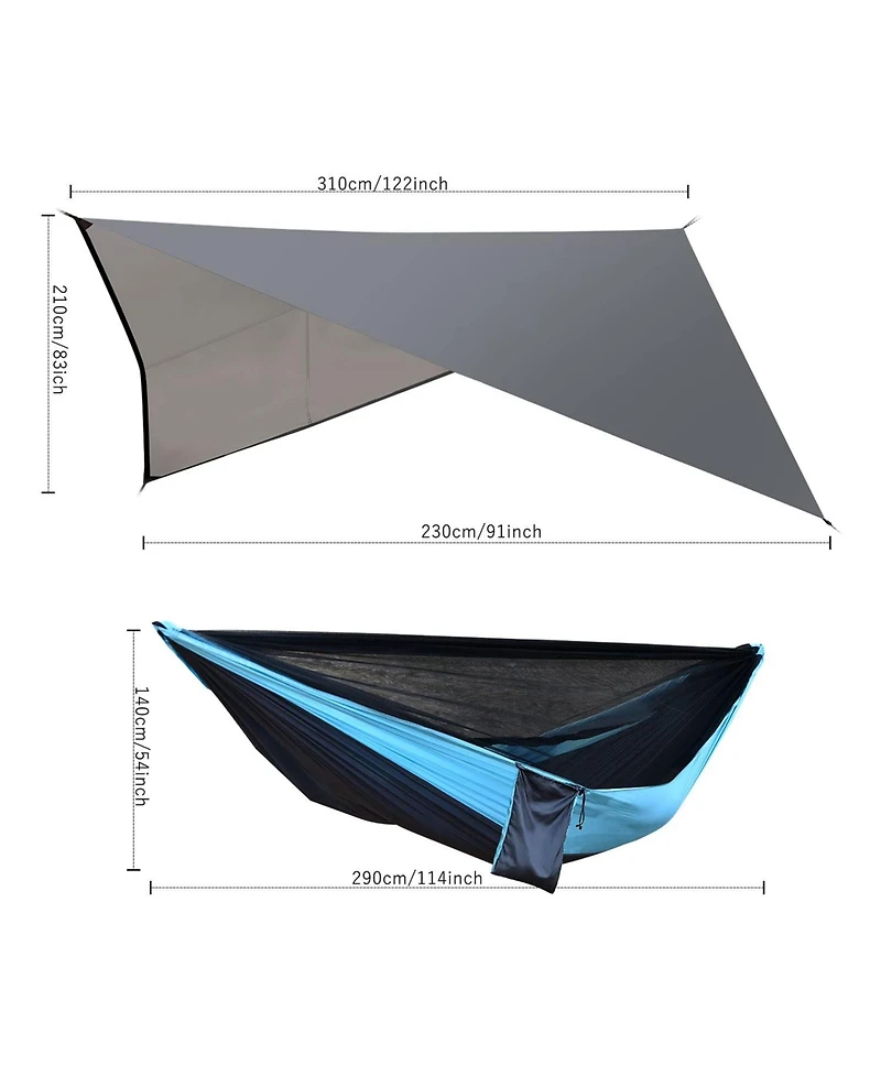 Piscifun Camping Hammock With Mosquito Net Rain Fly Heavy Duty Parachute Nylon Outdoor Gear