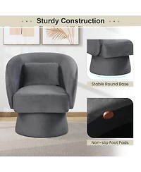 Gymax 2Piece Swivel Accent Chair With Back Removable Lumbar Pillow 360 Degree Rotating Function