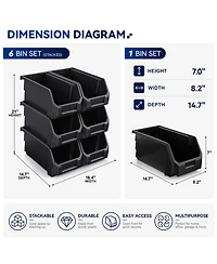 Sorbus Large Open Front Stackable Kitchen Storage Bin - Pantry and Cabinet Organizer