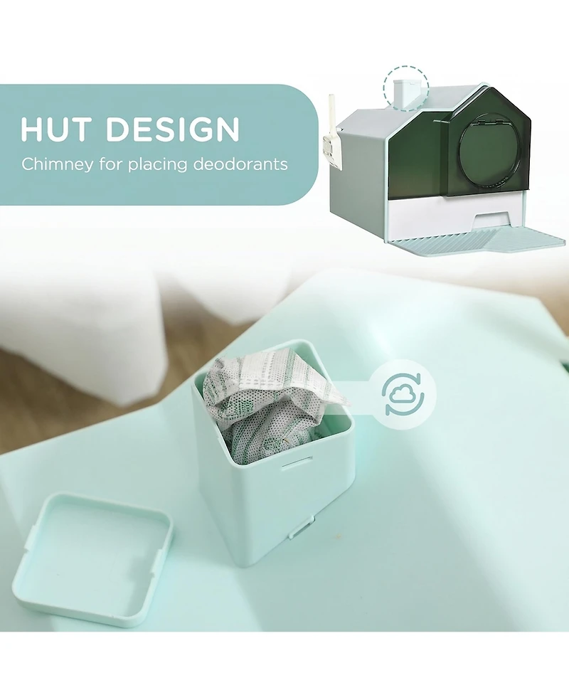 Ruie Hooded Cat Litter Box with Litter Mat and Dual Deodorizers