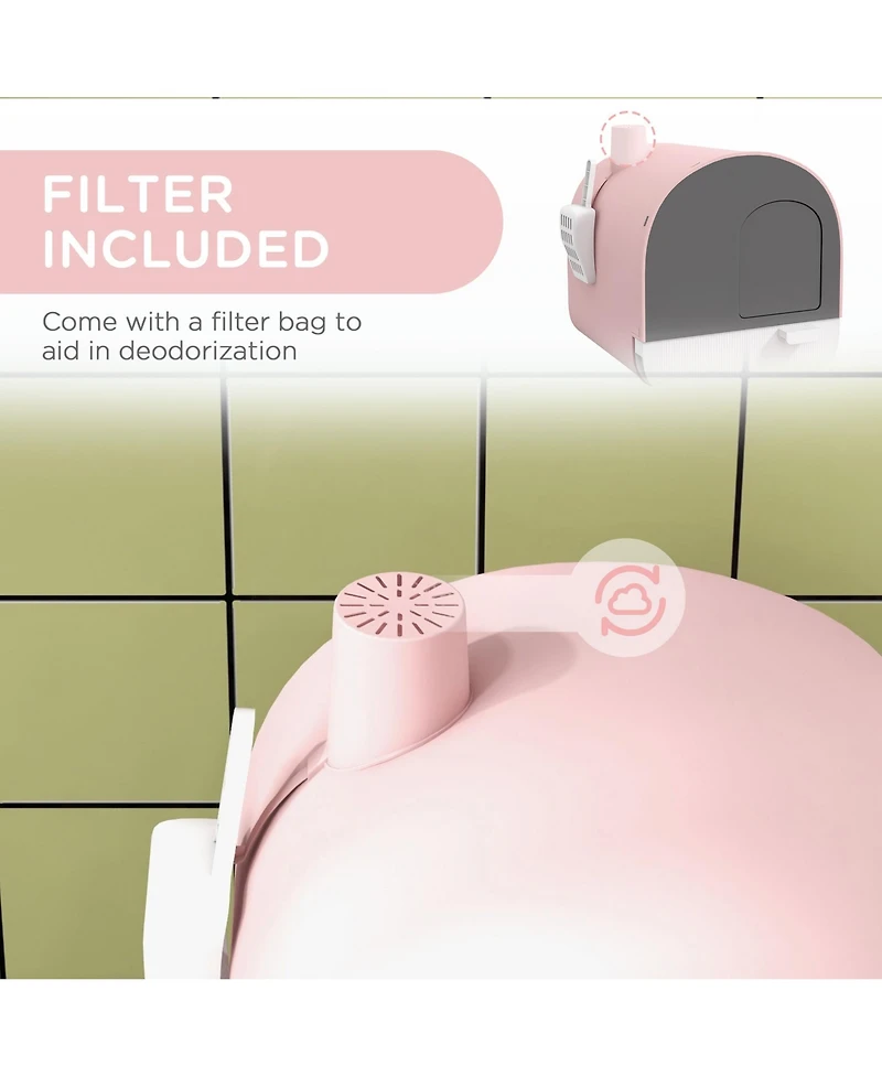 Ruie Covered Cat Litter Box with Lid Scoop and Air Filter