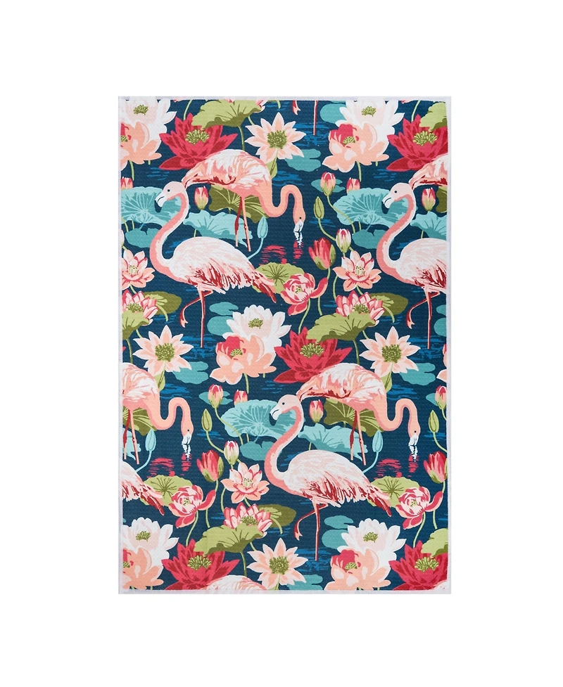 C&F Home Flamingo Lagoon Tropical Floral Cotton Dishtowel