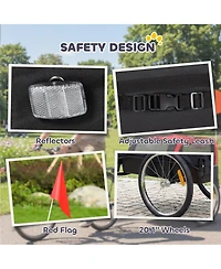 Ruie Dog Bike Trailer Bicycle Pet Carrier with 20 Inch Air Tires and Safety Flag