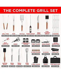 Xdovet Bbq Grill Tools Set Stainless Steel Accessories Kit with Case Apron Injector Claws Mats Gift for Dad Men