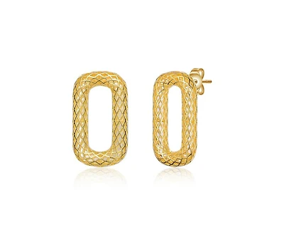 Rachel Glauber Radiant 14K Gold Plated Mesh Rectangular Loops Earrings