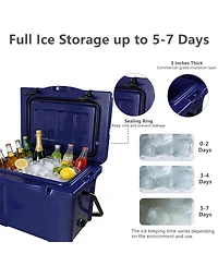 Clihome 25QT Portable Insulated Hard Cooler, 5-7 Day Ice Retention with Bottle Opener, Cup Holder and Ruler
