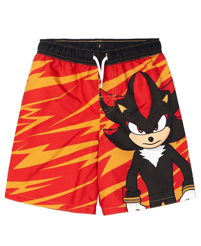 Sonic The Hedgehog Big Boys 2-Piece Swimwear Rash Guard and Trunks Set