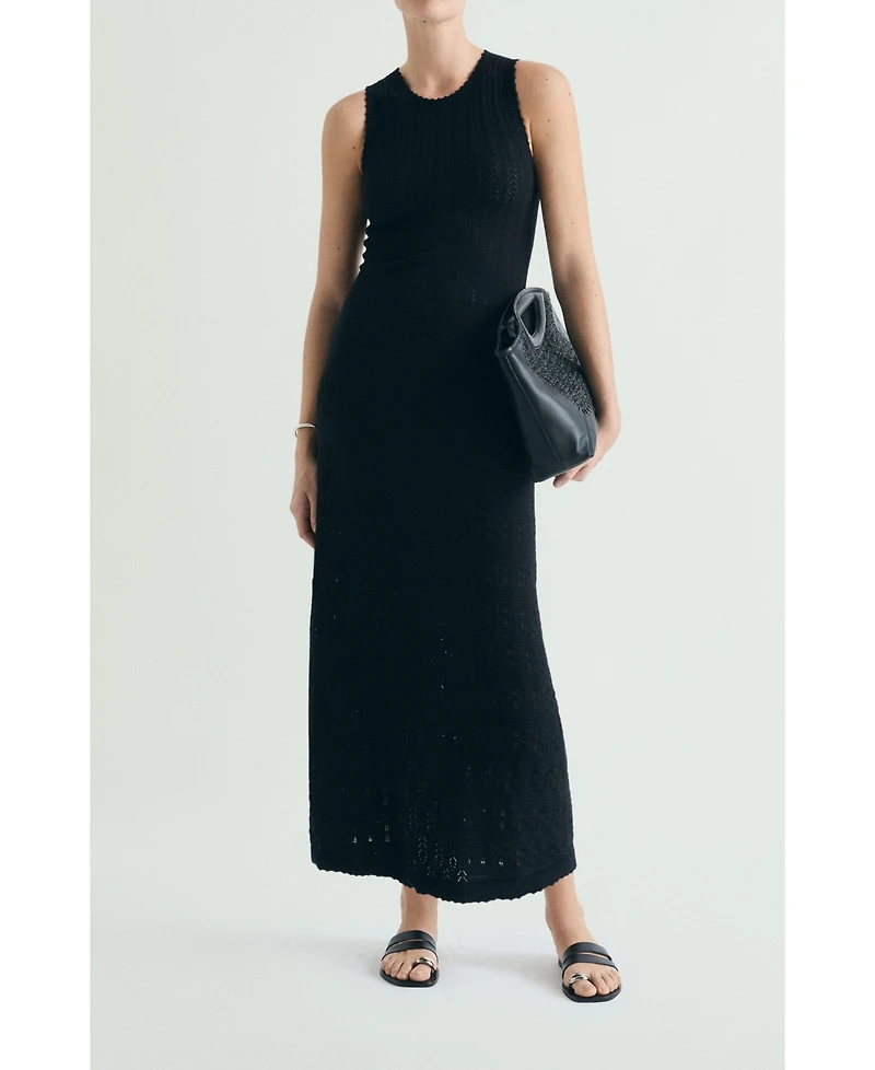 Scalpers Women's Openwork-Knit Sleeveless Crew-Neck Maxi Dress