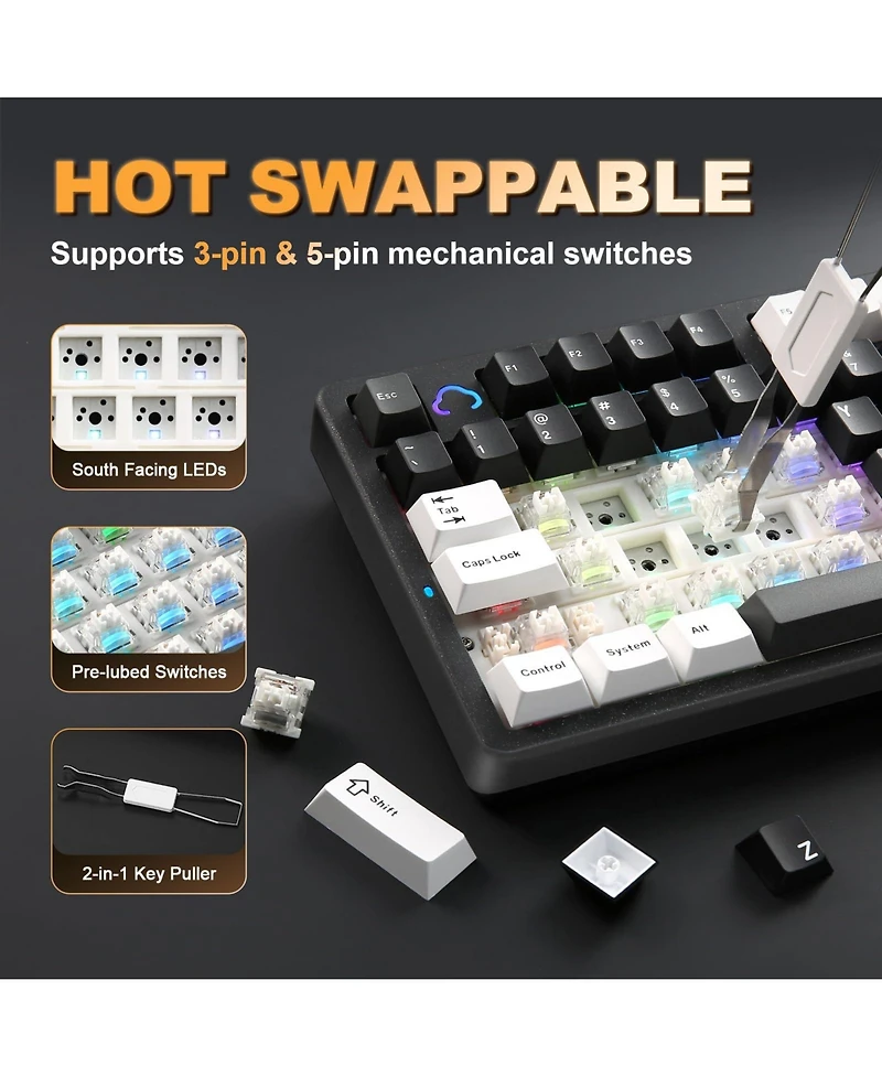 Lisen AL98 Wireless Mechanical Hot-Swappable Keyboard for Pc/Mac