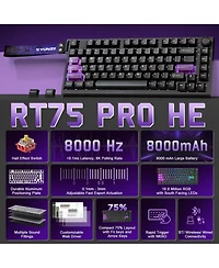 Lisen RT75 Pro Wireless Mechanical 75% Compact Keyboard, Compatible with Windows and Mac